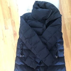 Moncler navy puffer coat